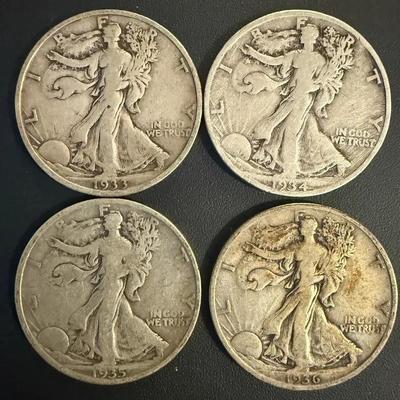 Walking liberty half dollar coins 1930s