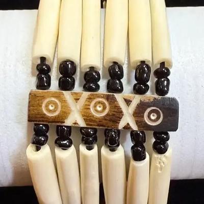 Buffalo bone bead bracelet