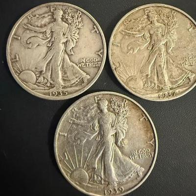 Walking liberty half dollar coins 1930s
