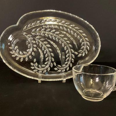 12 Vintage Federal Glass Homestead Wheat Snack Sets