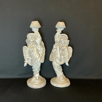 Vintage Pair Of Angel Candlestick Holders 