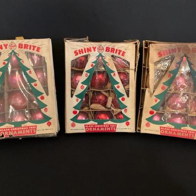 3 Boxes Vintage Shiny Bright Christmas Ornaments  Lot #3