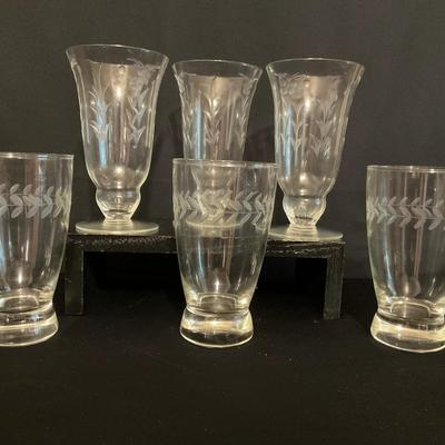 6 Etched Glasses