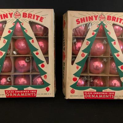 2 Boxes Vintage Shiny Bright Christmas Ornaments Lot #1