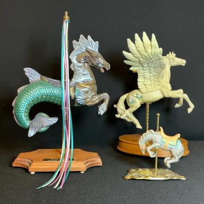 Limited Edition Signed Seahorse And Unicorn Statues 
