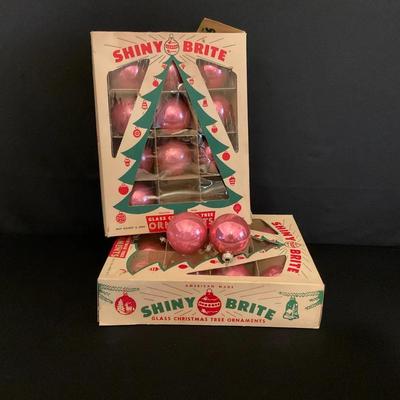 2 Boxes Vintage Shiny Bright Christmas Ornaments Lot #2