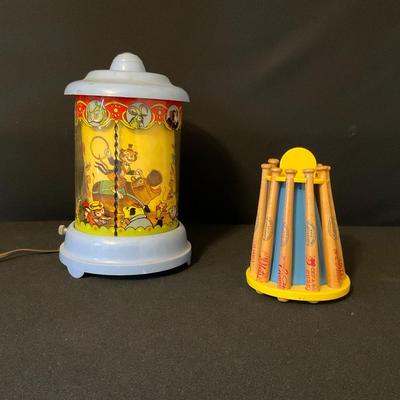 Vintage Econolite Motion Lamp & Mini Louisville Slugger Bank