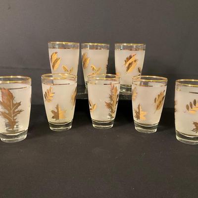 Vintage Set Of 8 Libbey Golden Foliage 10 Oz Glasses