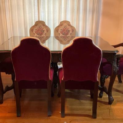 Vintage Solid Wood Dining Table And Six Chairs