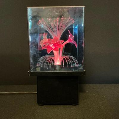 Vintage Electric Fiber Optic Rotating Color Changing Flower Lamp 