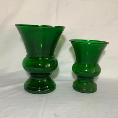 2 Napco Cleveland Emerald Green Vases