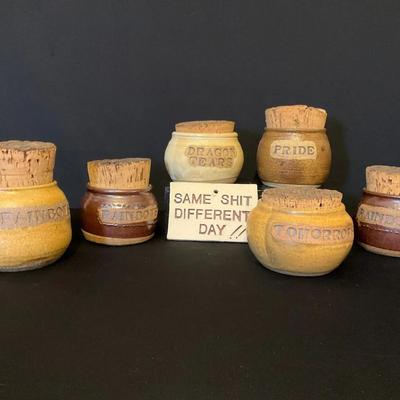 Ed Schrock Pottery Jars With Cork Lids