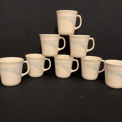 8 Corning USA “Blue Lily” Mugs