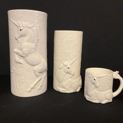 Takahashi Unicorn Vases And Mug, Japan