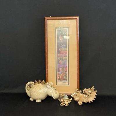 Dragon Figurines And Framed Print 