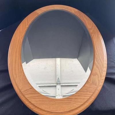 Wood Medicine Cabinet With Oval Mirror 