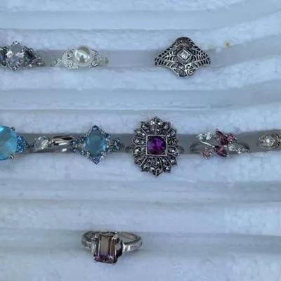 Costume Rings in Silver Tones - Lot 2 