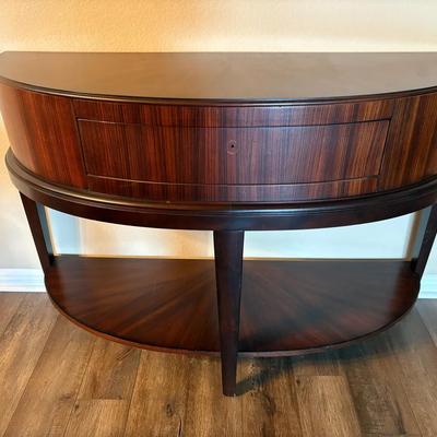 Large Half Moon Console Table with Bottom Shelf 