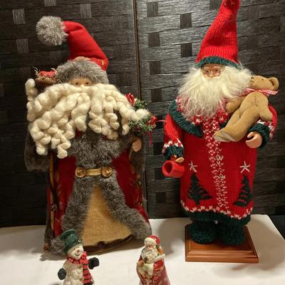 Vintage Plush Santa Figures & Fitz And Floyd Salt Salt Shakers