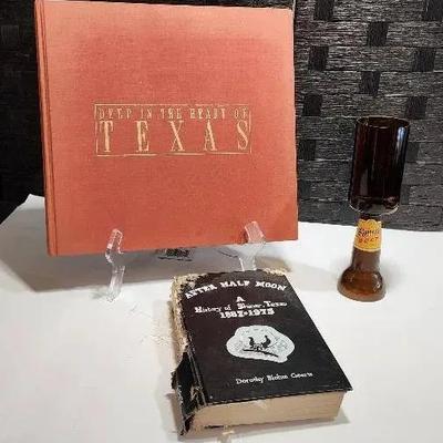Texas Books (See Description) & Shiner Bock Bottle Glass