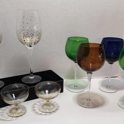 Colored Etched Stemware & Confetti Wine Glasses 