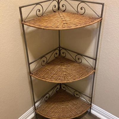 Metal & Wicker Corner Shelf (3FT X 13” X14”) 