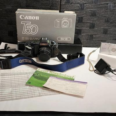 Canon T50 35mm Camera & Sony Cybershot Digital Camera