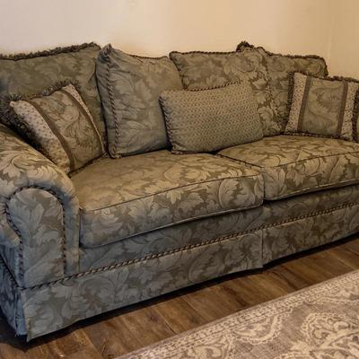 Vintage Green Leaf Two Seater Sofa (32”x37”x92”)