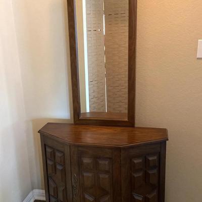 Vintage Hallway Cabinet W/ Attached Mirror 