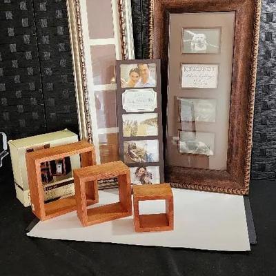 Photo Collage Hanging Frames (3) 3-pc Wooden Cube Shelves