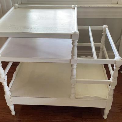 Rustic White Painted Wooden Side Table