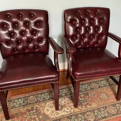 Pair Of Faux Leather Upholstered Chairs