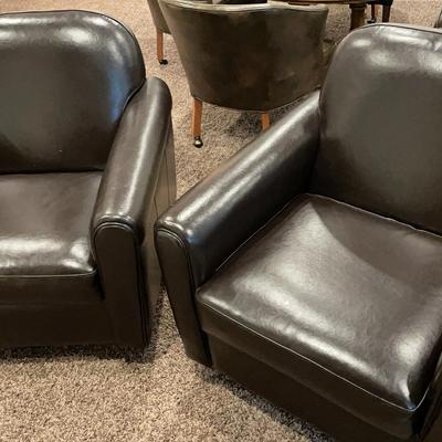 Pair Of Faux Leather Swivel Chairs