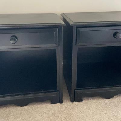 Pair Of Black Painted Bedside Tables