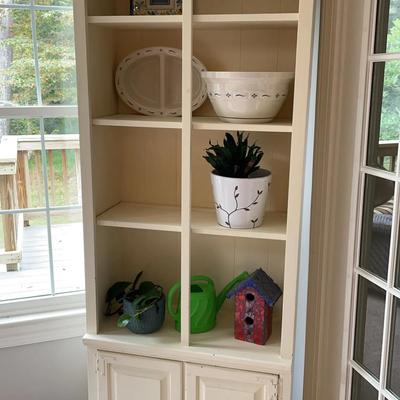 Rustic White Painted Wooden Display Cabinet