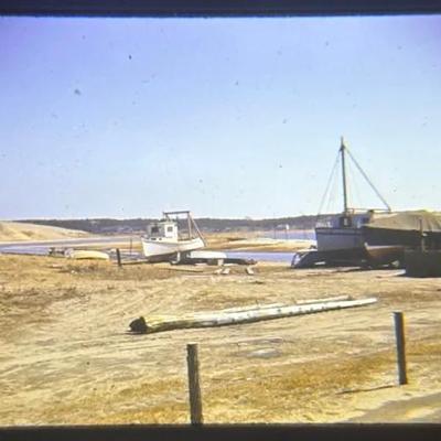 Original Slide of Beached Boats - 1940s-50s
