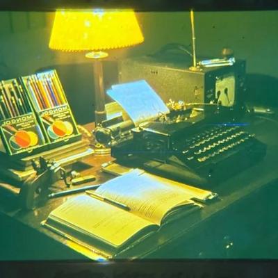 Original Slide of Desk Scene - Yatesbury, England - October 1940s