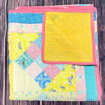 Vintage Colorful Patchwork Quilt 