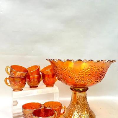 “Fenton” Carnival Glass Punch Set