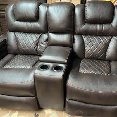 Double Reclining Leather Sofa