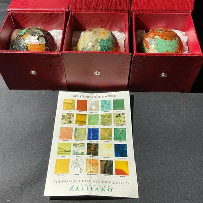 Alexander Kalifano Set Of 3 Gemstone Of The World Globes Lot #1
