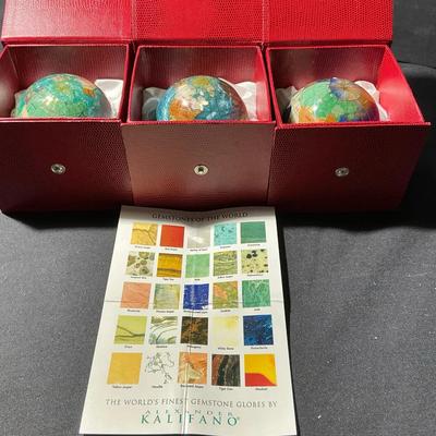 Alexander Kalifano Set Of 3 Gemstone Of The World Globes Lot #2