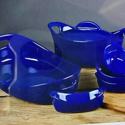 Rachael Ray Bubble And Brown 7pc Stoneware Oval baker Set Lot #2