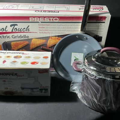 Presto Cool Touch Griddle, Green Pan, Pro Chopper And Stock Pot 