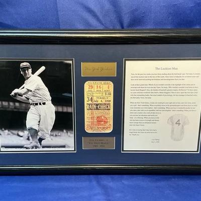 Lou Gehrig Framed “The Luckiest Man” (26 x 15)