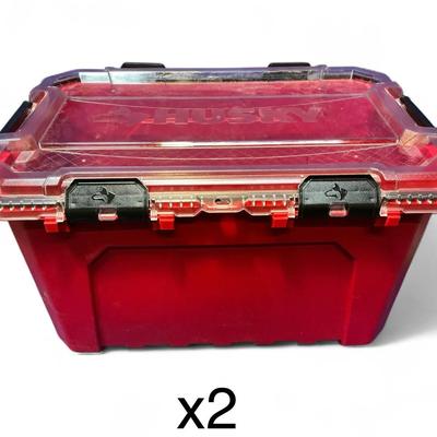 Two Husky 20 Gallon Professional Storage Containers 