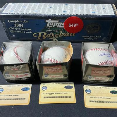 Topps Baseball Cards 2004 Sealed, And 3 Signed Authenticated Baseballs 