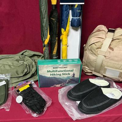 Cabelas & LL Bean Bags, Hiking Stick, Nautica Umbrellas, Sleeping Bag, & More