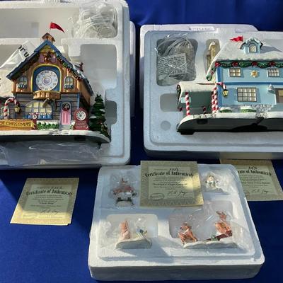 Hawthorne Village Rudolph’s Christmas Lot #4 clock shoppe and Police Station
