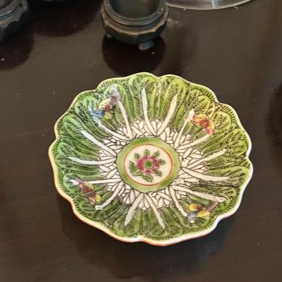 Sale Photo Thumbnail #187: HH Hand Painted Hong Kong Earthen Body Japanese trinket dish. 